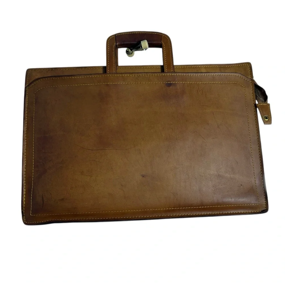 Vintage Retro Schlesinger Brothers Elegant Brown Saddle Leather Briefcase Bag